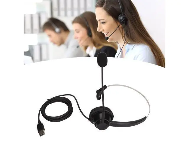 Alt view image 4 of 5 - Sanpyl H360D USB Business Headset, Single Ear Noise Reduction Headphone with Mic Mircrophone, for Telephone Office PC VOIP Call Center Online Course Conference