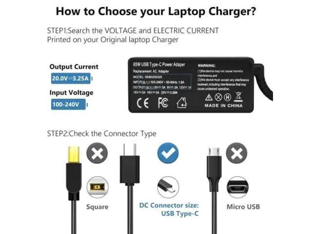 Alt view image 5 of 5 - Jeestam 65W USB-C Charger Compatible for HP OmniBook AI PC - Compatible for HP OmniBook 7 5 X Flip 16" 14" 17.3 inch, EliteBook X Flip Ultra G1i 14 inch Next Gen AI PC Laptop Type C Power Adapter
