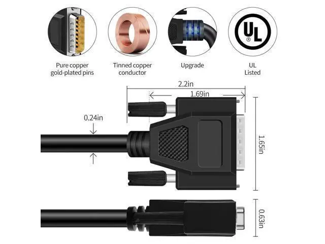 Alt view image 4 of 5 - XANHAM 16 Feet(5 Meter) DB15 15 Pin Two Row Straight Through Serial Extension Cable, Double Shielded(Metal Braiding&AL-foil), Female to Male, Black, SC910S09FM