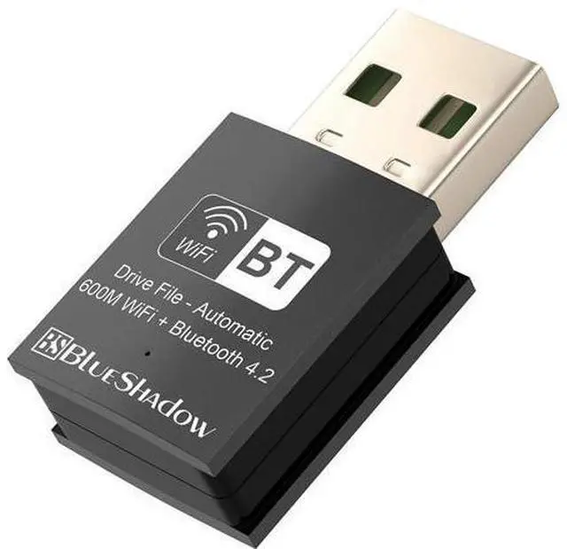 Main image of Blueshadow Mini 2-in-1 USB WiFi Bluetooth Adapter AC600-2.4G/5G Dual Band Wireless Network Adapter for Desktop PC, Bluetooth 4.2, WPA3 Network Security, Supports Windows 11,10, 8.1,8, 7