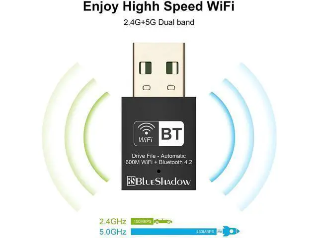 Alt view image 2 of 5 - Blueshadow Mini 2-in-1 USB WiFi Bluetooth Adapter AC600-2.4G/5G Dual Band Wireless Network Adapter for Desktop PC, Bluetooth 4.2, WPA3 Network Security, Supports Windows 11,10, 8.1,8, 7