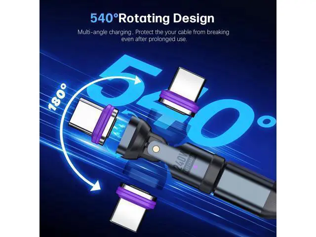 Alt view image 2 of 5 - EndlesShine Magnetic USB Type-C Adapter 16PIN Anti-Arc 540 Rotating Swivel Connector Stable PD240W Fast Quick Charging 480mbps Data sync