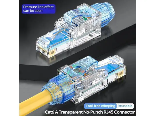 Alt view image 4 of 5 - RJ45 Connectors Toolless10 Gigabit, Cat5e Cat6 Cat6A Cat7 Network Cable Connector, Gold-Plated Copper, 22-26 AWG, 6-Pack