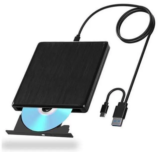 Main image of USB CD/DVD External Drive, USB 3.0 and Type-C External CD/DVD Drive for Laptop, CD ROM External Drive for PC with Extended Data Cable, Portable CD Burner DVD Reader for Laptop Windows Linux Mac OS