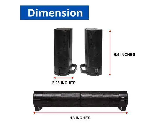 Alt view image 3 of 5 - PC USB Powered Monitor Speaker Sound Bar 3.5mm Audio Wired Soundbar Speaker Converts to Vertical Desktop Speaker CL-SPK20037