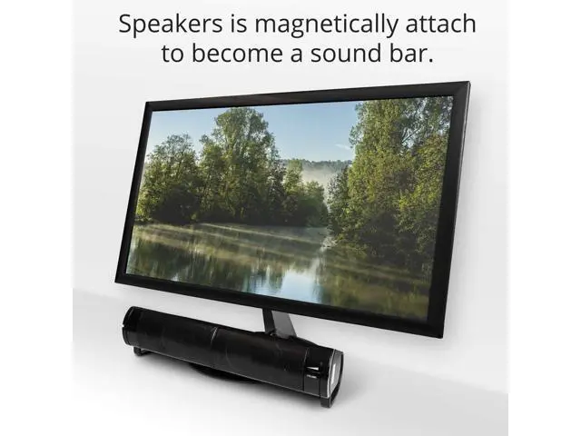 Alt view image 4 of 5 - PC USB Powered Monitor Speaker Sound Bar 3.5mm Audio Wired Soundbar Speaker Converts to Vertical Desktop Speaker CL-SPK20037