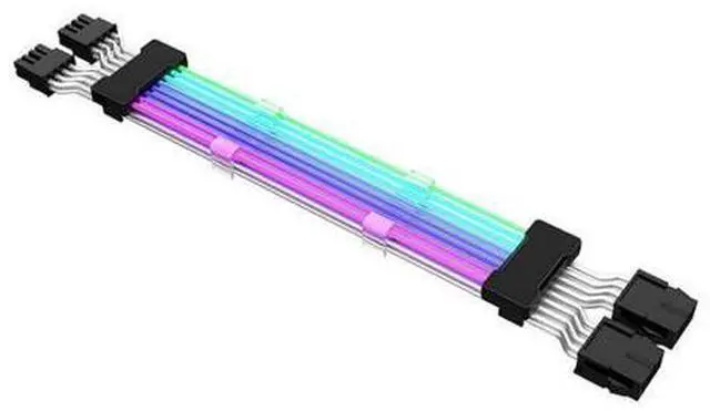 Main image of 2x8 Pin RGB GPU Cable, RGB PSU Cables Extensions, 5V 3Pin 4 Sided ARGB GPU Power Extension Cable Black, 360 Illumination, Programmable Custom 16 Million Colors