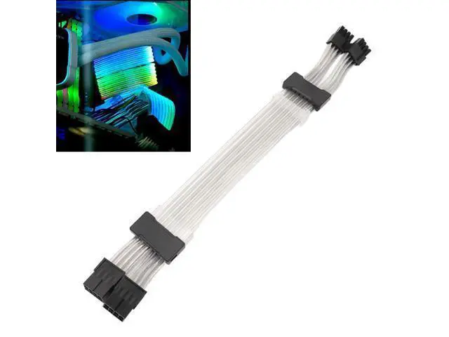 Alt view image 5 of 5 - 2x8 Pin RGB GPU Cable, RGB PSU Cables Extensions, 5V 3Pin 4 Sided ARGB GPU Power Extension Cable Black, 360 Illumination, Programmable Custom 16 Million Colors
