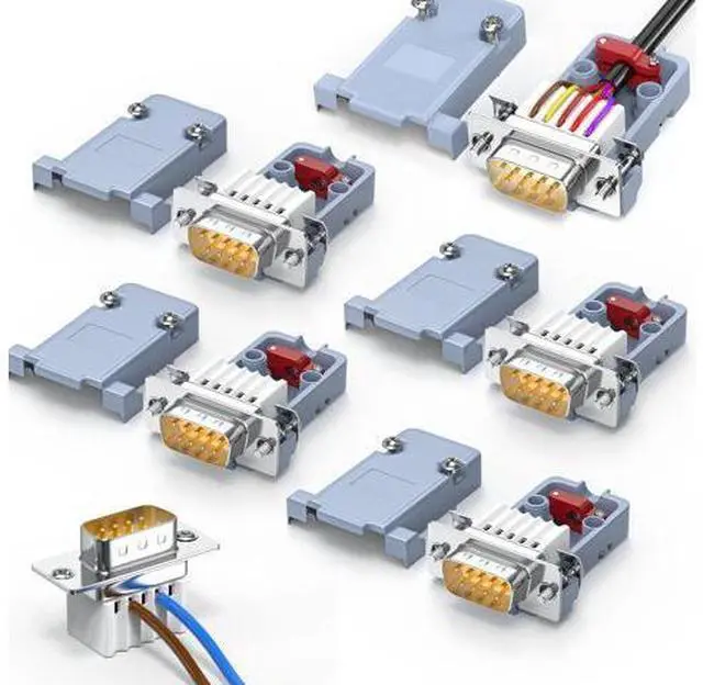 Main image of JUXINICE 5Pack DB9 Breakout Connector Male, RS232/RS485 Serial adapters,D-SUB 9-pin Male to ScrewTerminal Connector Signal Module with Shell