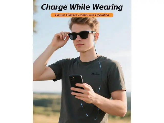 Alt view image 5 of 5 - QCHMM Charging Cable Type C Compatible with Ray-Ban Meta Wayfarer, Skyler, Headliner Smart-Glassers, Portable USB C Cable for Travel, 3.94ft