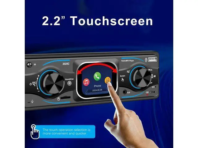 Alt view image 2 of 5 - Alondy Single Din Car Radio Bluetooth with Touchscreen(2.2") Stereo USB & Type-C Charge AUX TF