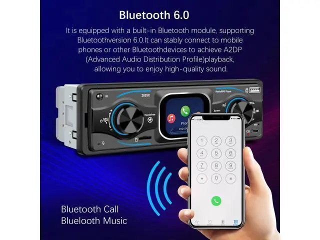 Alt view image 3 of 5 - Alondy Single Din Car Radio Bluetooth with Touchscreen(2.2") Stereo USB & Type-C Charge AUX TF