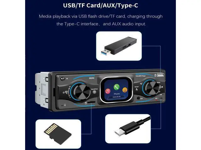 Alt view image 5 of 5 - Alondy Single Din Car Radio Bluetooth with Touchscreen(2.2") Stereo USB & Type-C Charge AUX TF
