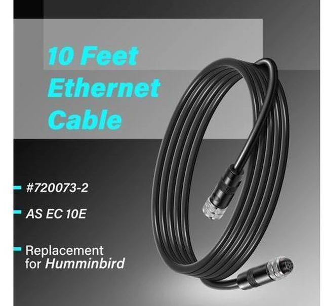 Alt view image 2 of 5 - Bzumperyz 720073-2 10 Feet Ethernet Cable AS EC 10E Replace for Humminbird, Black Fit for Helix, APEX, SOLIX and Onix Models