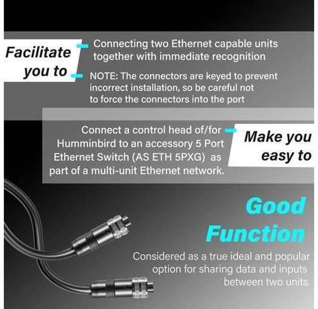 Alt view image 4 of 5 - Bzumperyz 720073-2 10 Feet Ethernet Cable AS EC 10E Replace for Humminbird, Black Fit for Helix, APEX, SOLIX and Onix Models