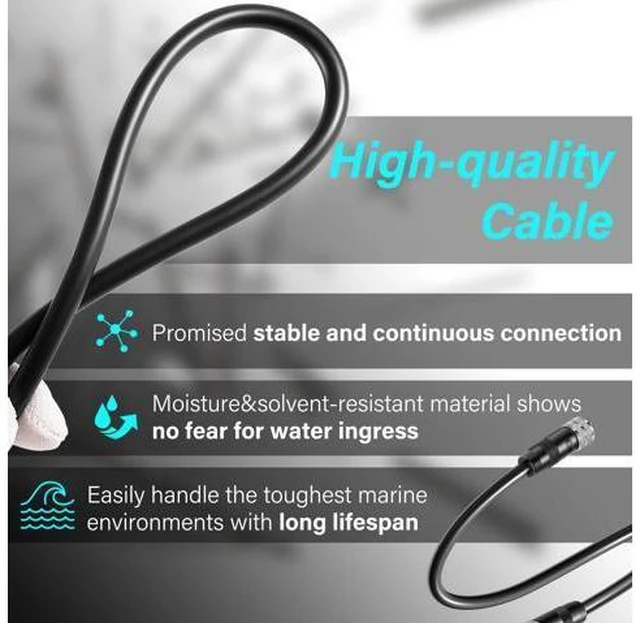 Alt view image 5 of 5 - Bzumperyz 720073-2 10 Feet Ethernet Cable AS EC 10E Replace for Humminbird, Black Fit for Helix, APEX, SOLIX and Onix Models