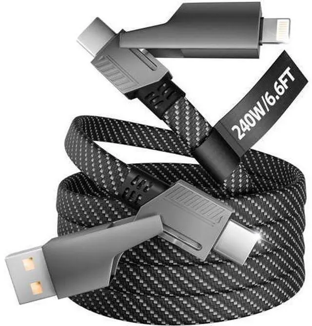Main image of 4 in 1 Charging Cable 240W MAX, USB C Cable Fast Charger Cord with E-Mark Chip, USB A/C to C/Lightning Cable, Multi iPhone Charger Cord for iPhone16/15/14/13 Series/Phones/Pads and Laptop