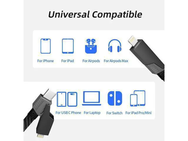 Alt view image 5 of 5 - 4 in 1 Charging Cable 240W MAX, USB C Cable Fast Charger Cord with E-Mark Chip, USB A/C to C/Lightning Cable, Multi iPhone Charger Cord for iPhone16/15/14/13 Series/Phones/Pads and Laptop