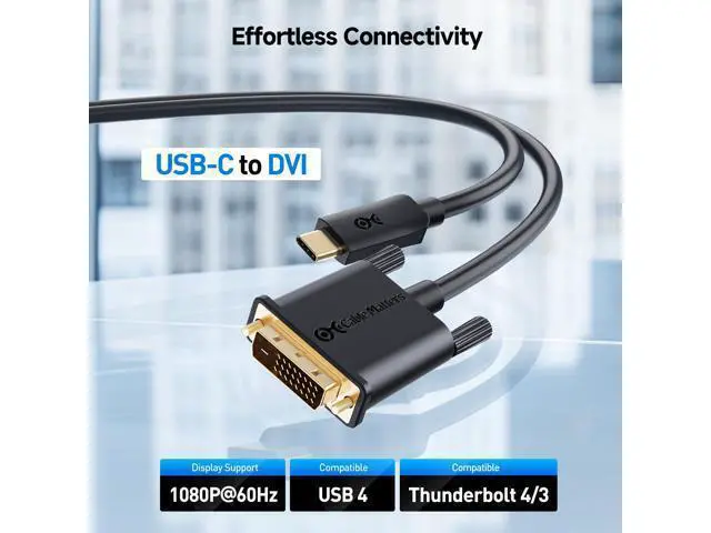 Alt view image 2 of 5 - Cable Matters Long USB C to DVI Cable (USB-C to DVI Cable) 10 ft - Thunderbolt 4 / USB4 / Thunderbolt 3 Port Compatible with MacBook Pro, Dell XPS 13, 15, HP Spectre x360, Surface Pro