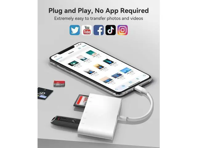 Alt view image 3 of 5 - AkHolz SD Card Reader for iPhone 15 Mac MacBook Card Adapter with SD MicroSD Memory Stick XD USB-A 5 Slots Trail Camera Memory Card Viewer, Portable No App Required Plug and Play