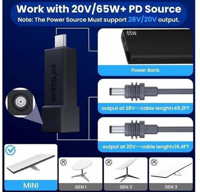 Alt view image 3 of 7 - Starlink Mini Cable Adapter, USB C to DC Adapter Power Cable Adapters for Starlink Mini, Starlink Mini Magnetic Mount with Protective Silicone Case, 2 in 1 Satellite Dish Mounting Kit & Cover