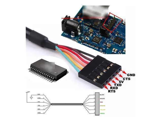 Alt view image 4 of 5 - 6Pin FT232RL FT232 Module Compatible with A-r-d-u-i-n-o USB to T-T-L U-A-R-T Serial Wire Adapter RS232 Download Cable Module (Size : 6FT, Color : 5V VCC-5V-TTL Level)