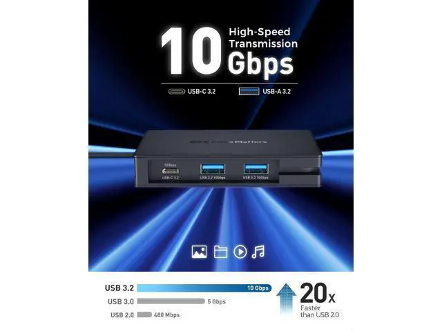 Alt view image 5 of 7 - Cable Matters 8-in-1 Portable 40Gbps Dual HDMI USB4 Hub, USB 4 Dock with 2X 4K@60Hz or 1x 4K@120Hz / 8K@30Hz, 100W PD, Gigabit Ethernet, Compatible with Thunderbolt 4 (*macOS's Display Limitation)