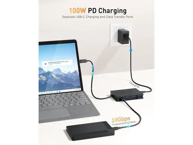 Alt view image 6 of 7 - Cable Matters 8-in-1 Portable 40Gbps Dual HDMI USB4 Hub, USB 4 Dock with 2X 4K@60Hz or 1x 4K@120Hz / 8K@30Hz, 100W PD, Gigabit Ethernet, Compatible with Thunderbolt 4 (*macOS's Display Limitation)