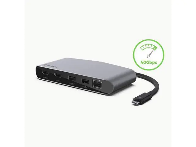 Alt view image 6 of 7 - Belkin Thunderbolt 3 Dock Mini HD With Cable - Usb C Hub - Usb C Docking Station For Macos & Windows, Dual 4K @60hz, 40Gbps Transfer Speed, With Ethernet Port, BLACK