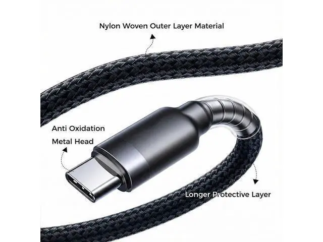 Alt view image 3 of 5 - PD 60W USB Type C to C Cable 6A Fast Data Cord 0.25M Short Power Bank Cable(Silvery)