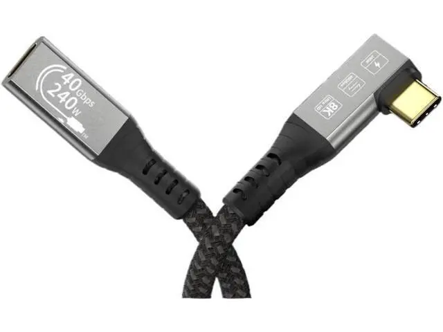 Alt view image 4 of 5 - 240W USB4 8K Cable 4 Compatible 90 Degree USB 4 t2y>pe-c Male to Female Extension Cable(180 Degree 80CM)