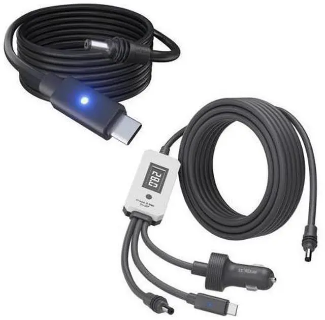 Main image of Starlink Mini 3 in 1 Cable 10FT/3M with Digital Voltage Display & On/Off Switch, 16AWG Starlink Cable with Indicator Light 140W USB C to DC