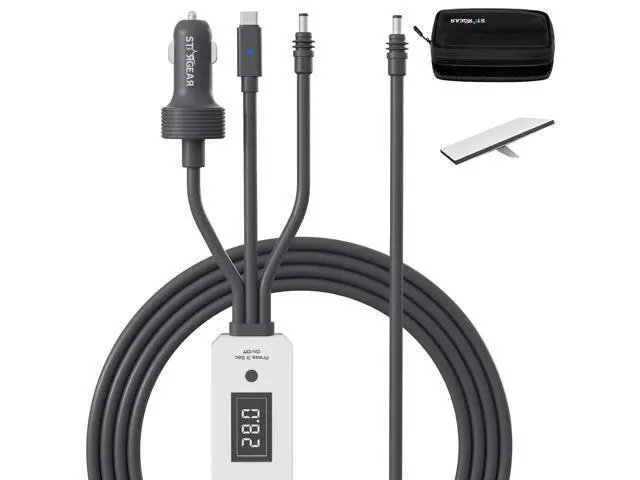 Alt view image 2 of 7 - Starlink Mini 3 in 1 Cable 10FT/3M with Digital Voltage Display & On/Off Switch, 16AWG Starlink Cable with Indicator Light 140W USB C to DC