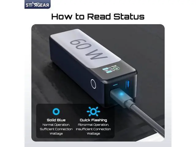 Alt view image 7 of 7 - Starlink Mini 3 in 1 Cable 10FT/3M with Digital Voltage Display & On/Off Switch, 16AWG Starlink Cable with Indicator Light 140W USB C to DC