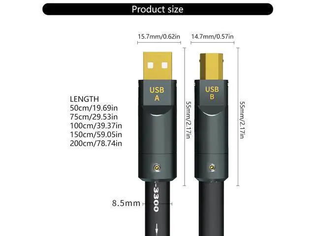 Alt view image 3 of 7 - High End USB A to USB B Cable 6N Single Crystal Coppered Cored Advanced Shielding Technology Clear