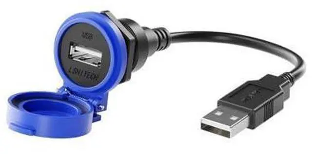 Main image of LSHITECH LU22 Industrial USB 2.0 with Automatic Flap 0.1M 0.3M 0.5M 1M 1.5M 2M 3M 4M Waterproof Extension Cable(Blue Cap,Plastic Nut,5M Cable)