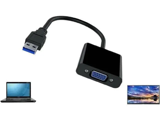 Alt view image 3 of 7 - USB 3.0 to VGA Adapter Video Graphic Card Display External Cable Adapter Male USB 3.0 to Female VGA Connector for PC HDTV 1080P