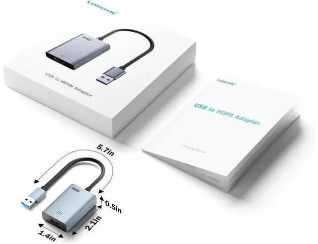 Alt view image 5 of 5 - USB to HDMI Adapter Compatible Converter 1080P USB Male to HDMI Female External Graphics Video Card Adapter Cable