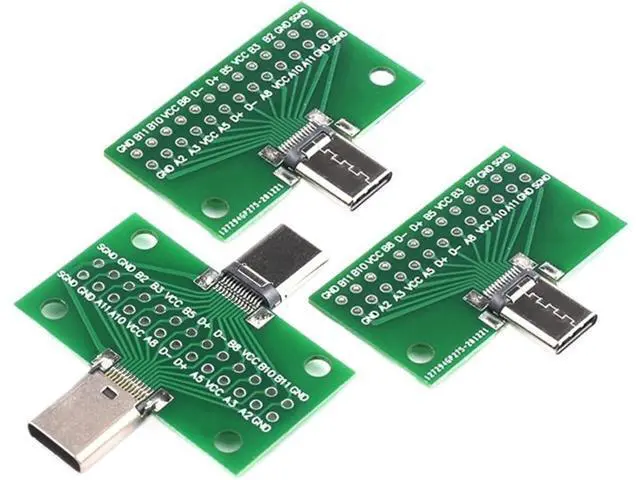 Alt view image 2 of 3 - Male to Female USB 3.1 Test PCB Board Adapter 24P 2.54mm Connector Socket for Data Line Wire Cable Transfer(Male Female,10 Pcs)