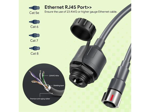 Alt view image 4 of 7 - Fafeicy Rectangular Satellite Ethernet Adapter, SPX Male to RJ45 Female with IP68 Protection for Performance Gen3 Rectangular Satellite Device