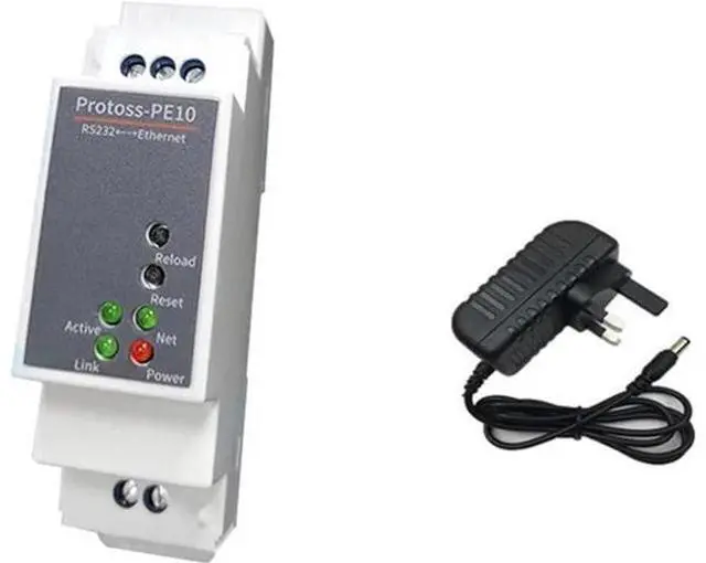 Main image of DIN-Rail Serial Port RS232 to Ethernet Converter Device Server Protoss-PE10 Support Modbus MQTT(PE10-M UK Adapter)