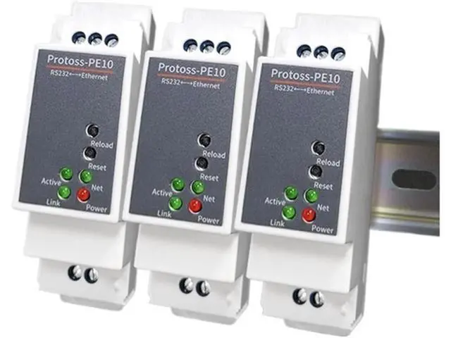 Alt view image 2 of 7 - DIN-Rail Serial Port RS232 to Ethernet Converter Device Server Protoss-PE10 Support Modbus MQTT(PE10-M UK Adapter)
