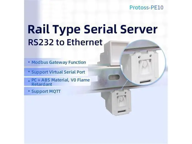 Alt view image 3 of 7 - DIN-Rail Serial Port RS232 to Ethernet Converter Device Server Protoss-PE10 Support Modbus MQTT(PE10-M UK Adapter)