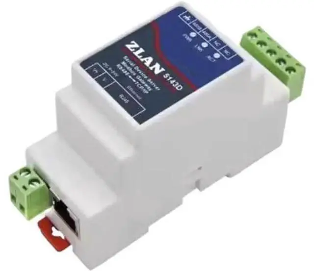 Main image of 5143D Din Rail Serial RS485 to Ethernet IP Server Ethernet Converter with Adaptor Optional(No Power Adaptor)