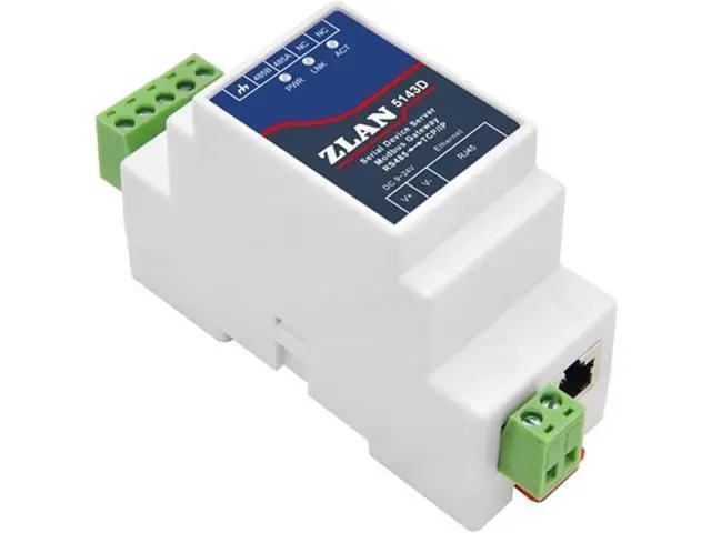 Alt view image 2 of 6 - 5143D Din Rail Serial RS485 to Ethernet IP Server Ethernet Converter with Adaptor Optional(No Power Adaptor)