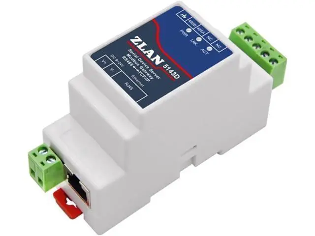 Alt view image 3 of 6 - 5143D Din Rail Serial RS485 to Ethernet IP Server Ethernet Converter with Adaptor Optional(No Power Adaptor)