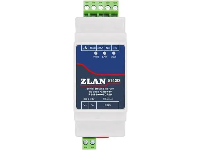 Alt view image 4 of 6 - 5143D Din Rail Serial RS485 to Ethernet IP Server Ethernet Converter with Adaptor Optional(No Power Adaptor)
