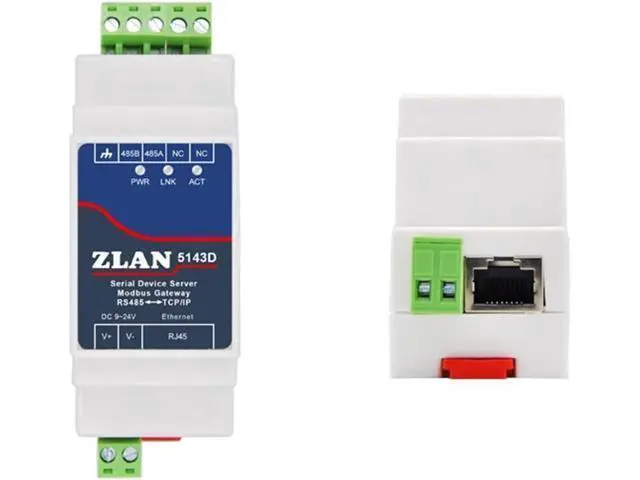 Alt view image 6 of 6 - 5143D Din Rail Serial RS485 to Ethernet IP Server Ethernet Converter with Adaptor Optional(No Power Adaptor)