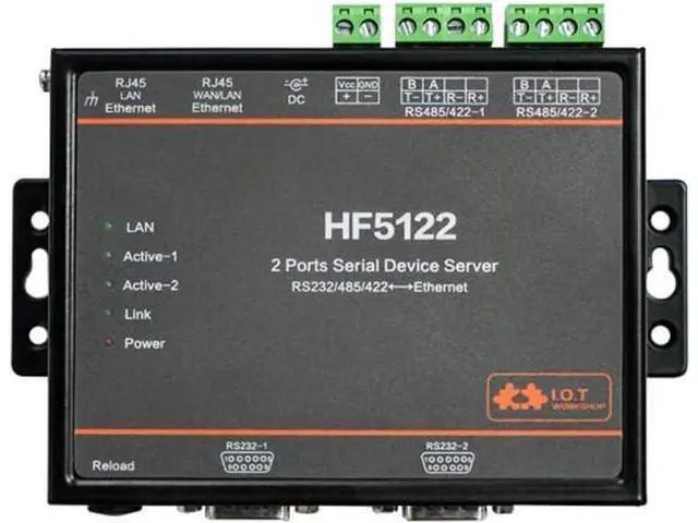 Main image of HF5122 Industrial Serial to Ethernet RTOS Serial 2 Port Transmission Converter