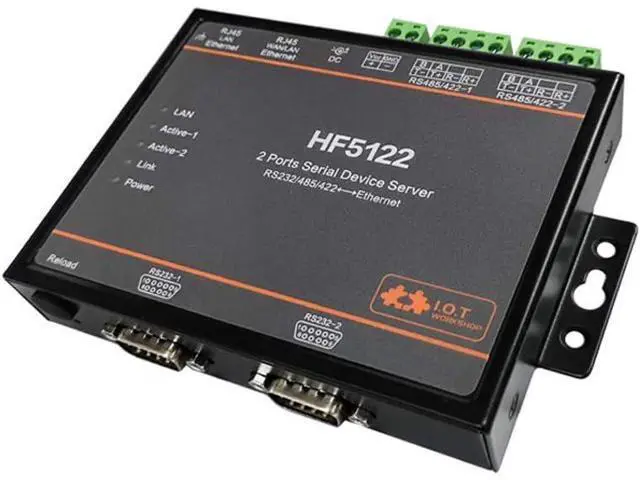 Alt view image 2 of 2 - HF5122 Industrial Serial to Ethernet RTOS Serial 2 Port Transmission Converter